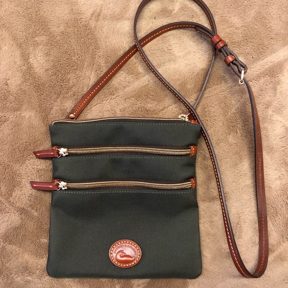 DOONEY & BOURKE Crossbody Bag Green Nylon Triple Zipper